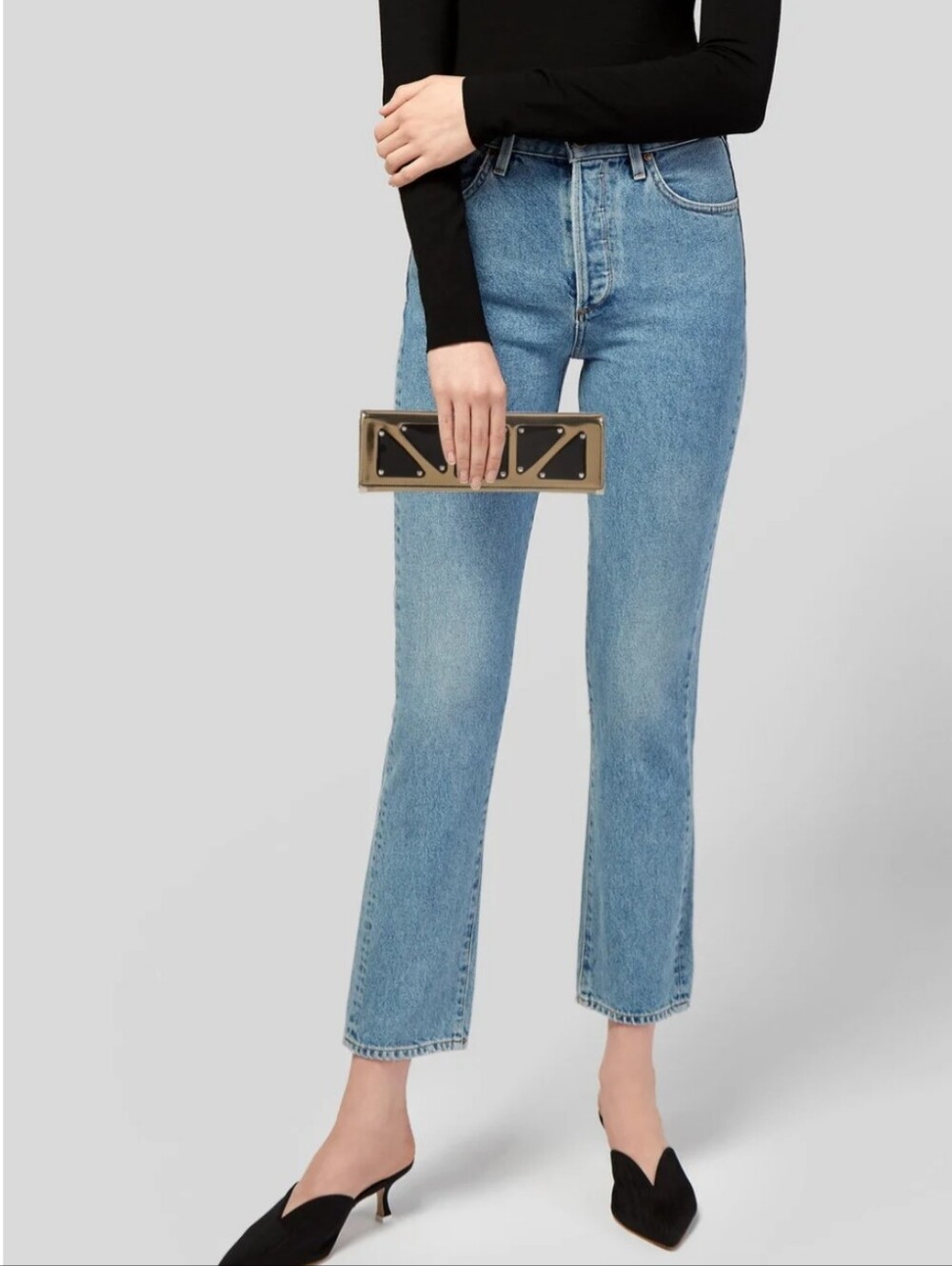 Gucci Romy Mirror Clutch Gold and Black Patent Leather Clutch